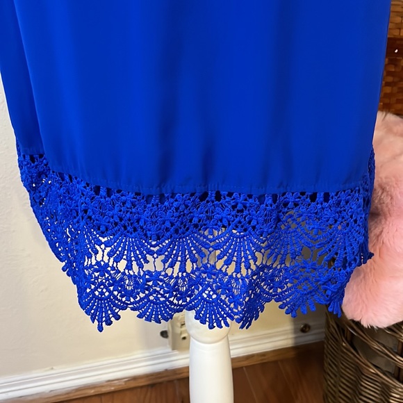 Royal Blue Dress with Lace Trim by Sequin Hearts/ Size 13 - Picture 4 of 7